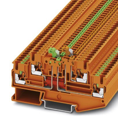 Phoenix Contact Knife Disconnect - Multi-Level Terminal Block; PTT 2.5-2MT OG ; 16A; 300V; 2-Level; #26 - #12; Push-In Connection; Orange